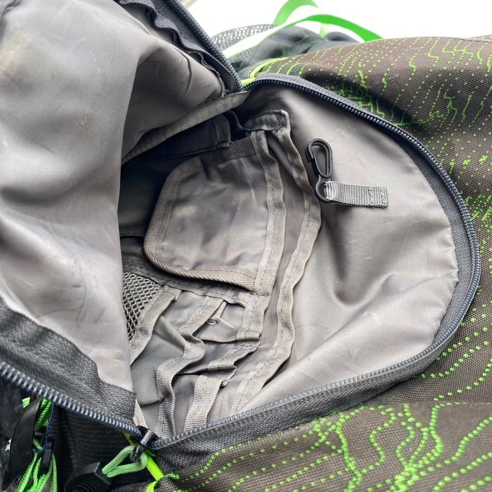 High Sierra Access Backpack Grey Lime Green Topo Print Padded Laptop School Bag